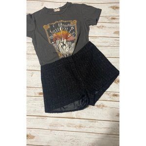 Black Tweed Shiny Shorts Large